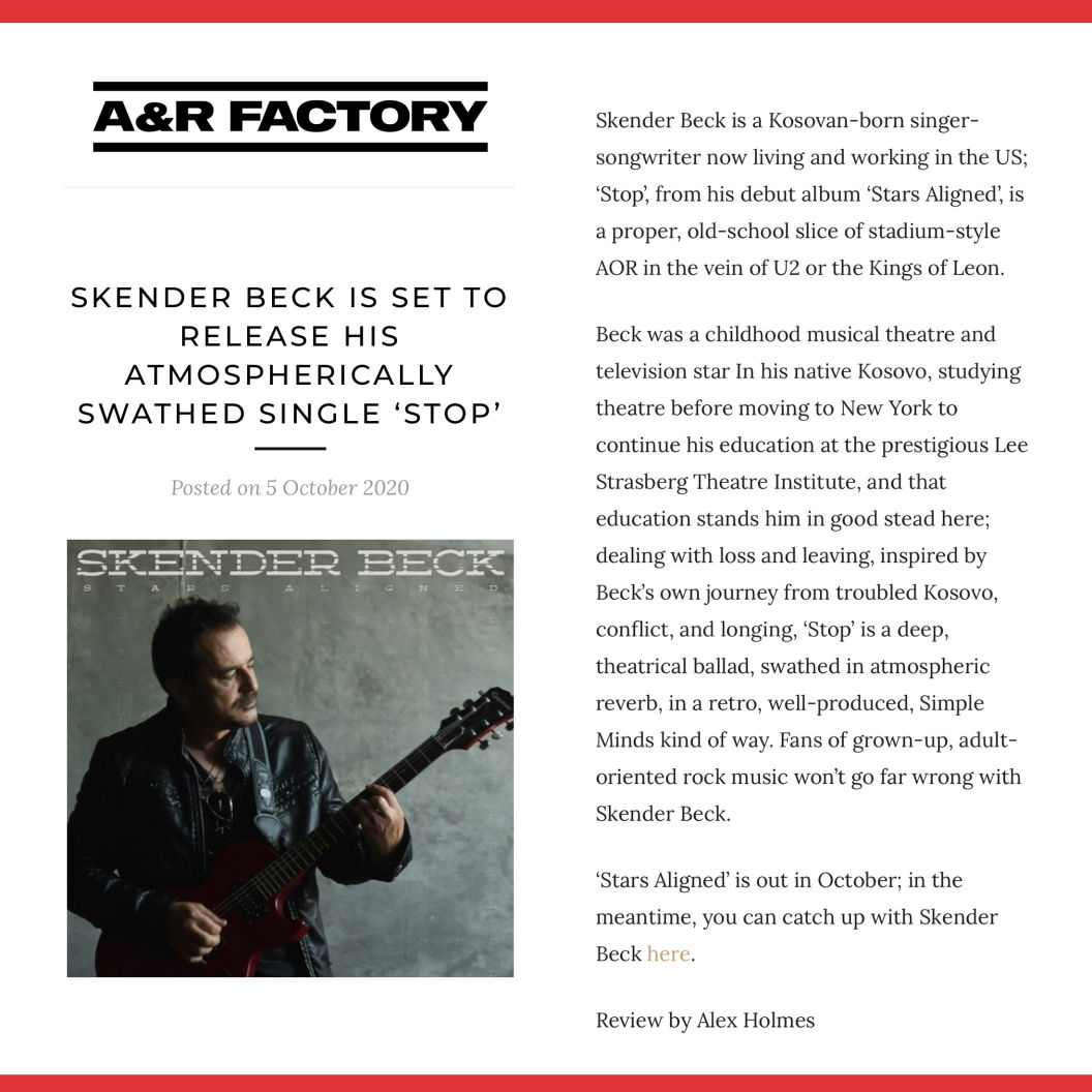 A & R FACTORY - MUSIC REVIEW FOR SKENDER BECK